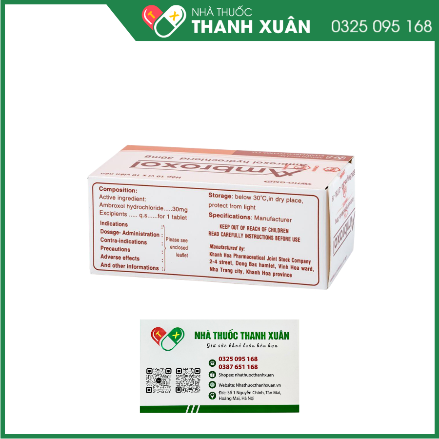 Thuốc Ambroxol 30mg Khapharco giúp tiêu chất nhầy đường hô hấp